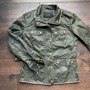 J. Crew Dark Green Utility Jacket with Gold Accents